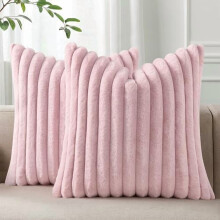 Housses de coussin en fausse fourrure noire et velours 18x18