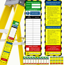 Ladder Inspection Tags 15 pcs 10x Inspection Ladder Tag Stickers and 5X Procedure Stickers. Self Adhesive Vinyl Labels. Heavy Duty, Long Lasting. Wea