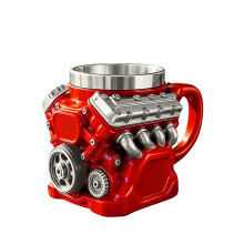 Mug en résine V6Engine avec revêtement en acier inoxydable, 35 cl