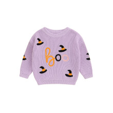 (5-6 Years, Purple) Halloween-Pullover für Kleinkinder, langärmelig, Rundhalsausschnitt, bestickt, mit Hexenhut