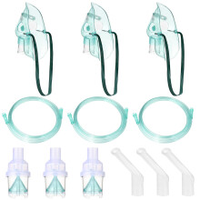 Nebulizer Replacement Kit Compressor Nebuliser Accessories 3 Full Sets Nebulizer Cup Tubing Mouthpiece and Adults Mask for Respiratory Treatment