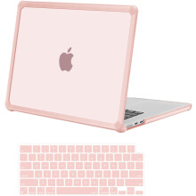 Compatibel met MacBook Air 15" (2025/2024/2023 M4/M3/M2), roze, robuuste harde hoes met TPU-bumper en toetsenbordbescherming.