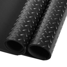 FSW - Rubber Matting Roll Checker Design - 3m x 1.5m - Heavy Duty and Waterproof Non Slip Mat - 3mm Garage Flooring and Gym Mat Resists Moisture - Al