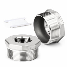 ERGAOBOY 2 Pcs Reducer Hex Bushing, 2" BSP Male to 3/8" BSP Female Thread 304 Stainless Steel Reducing Pipe Adapter Fitting