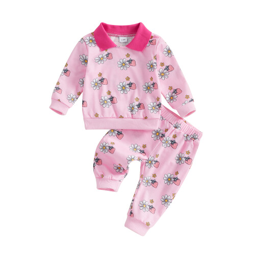 (0-6 Months, Pink) Φθινοπωρινό Σετ Νηπίων και Παντελόνι
