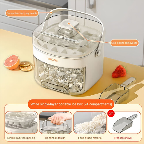 HIBIBUD countertop ice maker with scoop, 24-cube tray, white 1