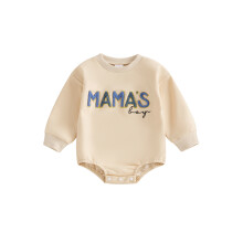 (0-3 Months, Apricot) Combinaisons pour bébés garçons, grenouillères brodées de lettres, bodies d'automne à manches longues