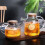 Bule de vidro com tampa de bambu, 1,8L, resistente ao calor. 3