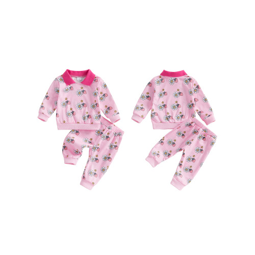 (0-6 Months, Pink) Φθινοπωρινό Σετ Νηπίων και Παντελόνι 1