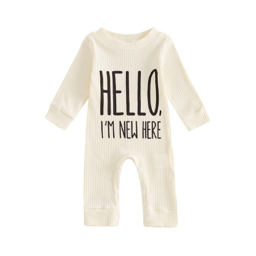 (0-3 Months, Beige) Φθινοπωρινή φόρμα για στρογγυλή λαιμόκοψη.