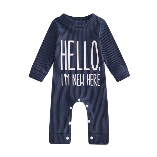 (Newborn, Navy Blue) Φθινοπωρινή φόρμα για στρογγυλή λαιμόκοψη.