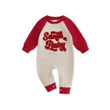 (12-18 Months, Apricot) Combinaison de Noël décontractée à manches longues brodée de lettres pour bébé fille et garçon nouveau-né