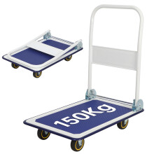 Panana Platform Truck, Foldable Trolley with 150kg Load Capacity, Push Hand Cart, Flat Bed Moving with Swivel Wheels for Loading and Storage White