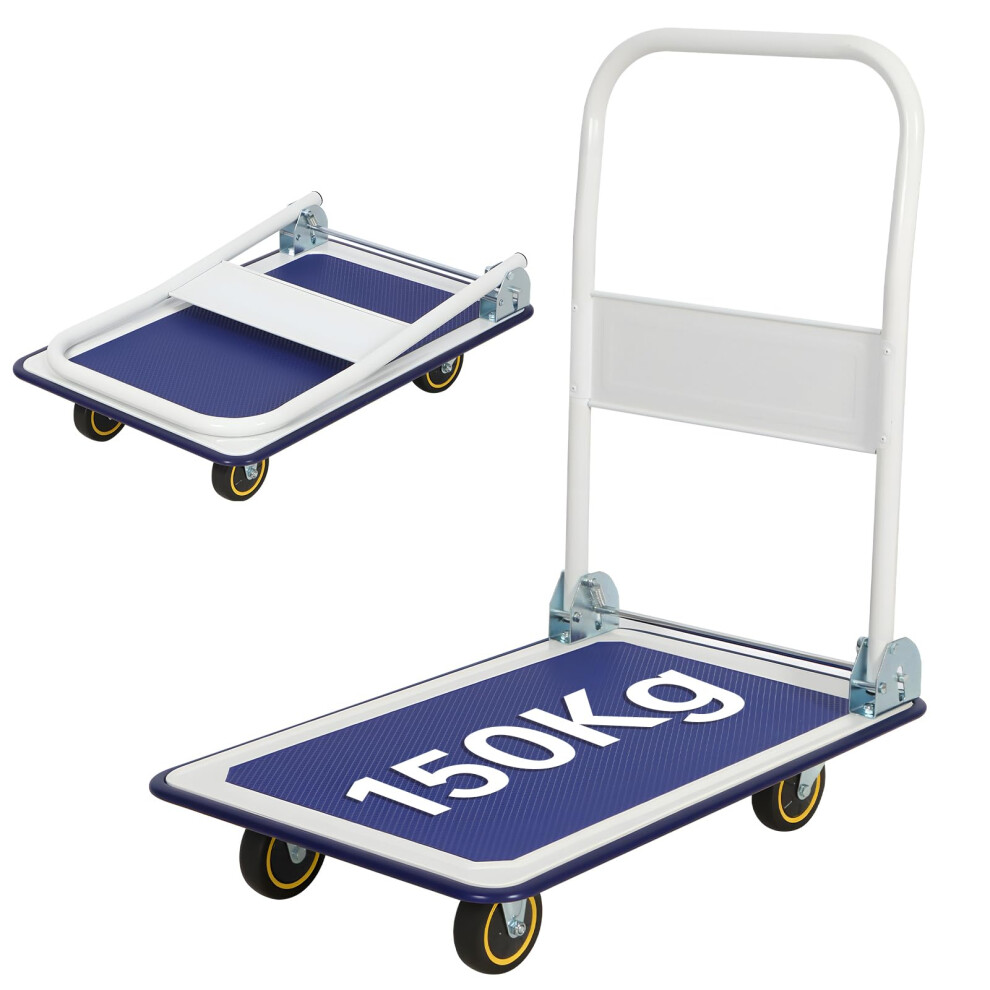 Panana Platform Truck, Foldable Trolley With 150Kg Load Capacity, Push Hand Cart, Flat Bed Moving With Swivel Wheels For Loading And Storage White 10834442