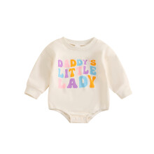 (12-18 Months, Apricot) Combinaison bébé sweat-shirt à imprimé lettres, manches longues, col rond, adorable combinaison d'automne