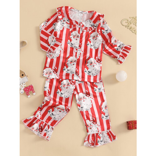 (18-24 Months, Red) Ensemble pyjama de à volants. 2