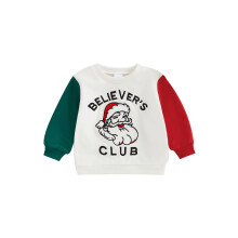 (18-24 Months, White) Sweat-shirt enfant, manches longues, col rond, imprimé Père Noël, déguisement de Noël pour garçons et filles