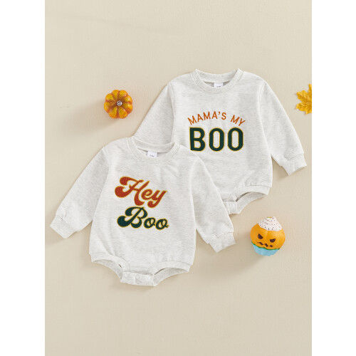 (0-3 Months, Light Grey) Φούτερ αγοριών/κοριτσιών, Halloween κορμάκια φθινοπώρου. 2