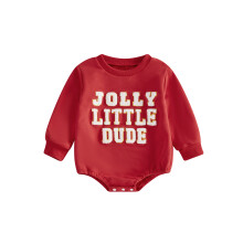 (3-6 Months, Red) Combinaison de Noël pour bébé garçon, décontractée, broderie lettres, manches longues, tenue automne