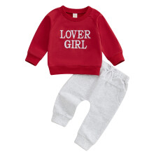(2-3 Years, Red) Baby-Valentinstags-Outfit, langärmeliges Sweatshirt Neugeborene, Herbstkleidung