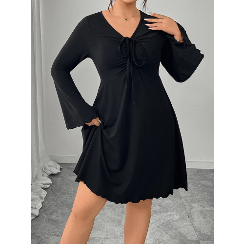 (XL, Black) Robe noire grande soirée décontractée 1