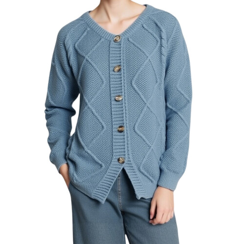 (M, Light Blue) Gilet cardigan décontracté en maille