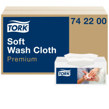 Tork Premium Disposable Wash Cloths, Extra Soft - absorbent, ideal for healthcare, White, 1 x 135 cloths (742200)