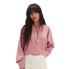 (L, Pink) Women's Autumn Winter Sweatshirt Loose Fit Long Sleeve O Neck Solid Color Pullover Tops Casual Daily Wear