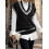 (One Size, Black) Γυναικείο πλεκτό γιλέκο ριγέ τοπ 7