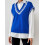 (One Size, Blue) Γυναικείο πλεκτό γιλέκο ριγέ τοπ 4