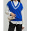 (One Size, Blue) Γυναικείο πλεκτό γιλέκο ριγέ τοπ 5