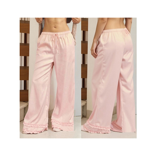 (L, Pink) Γυναικείο παντελόνι πιτζάμας, χαλαρή εφαρμογή 1