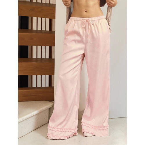 (L, Pink) Γυναικείο παντελόνι πιτζάμας, χαλαρή εφαρμογή 2