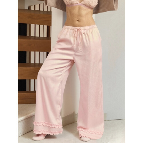 (S, Pink) Γυναικείο παντελόνι πιτζάμας, χαλαρή εφαρμογή 2