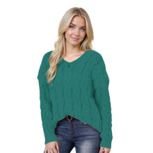(M, Lake Blue) Pulls en maille pour femme, automne-hiver, manches longues, couleur unie, à capuche