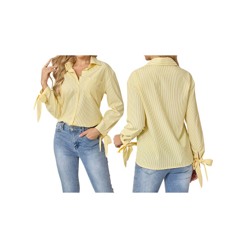 (XL, Lemon Yellow) Chemises rayées pour à boutons 1