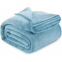 Gewaschene blaue Fleecedecke, Einzelbettgröße, flauschig weich, antistatische Mikrofaser-Bettdecke (90 x 66 Zoll)