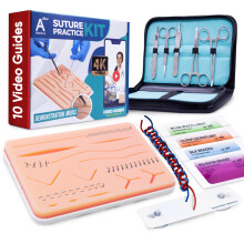 Complete Suture Practice Kit w/How-To Suture HD Video Course, Training Manual & Carryall Case – Educational Use Only