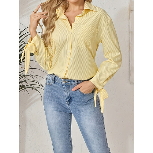 (XL, Lemon Yellow) Chemises rayées pour à boutons 2