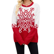 (XL, Red) Női őszi bő karácsonyi pulóver