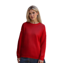(M, Red) Dámský volný svetr s dlouhým rukávem, kulatý výstřih, pletený pro zimní streetwear
