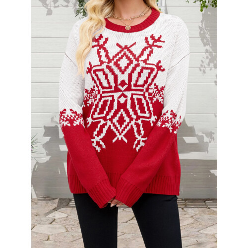 (XL, Red) Női őszi bő karácsonyi pulóver 2