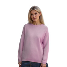 (M, Light Purple) Women Casual Loose Sweater Solid Color Crew Neck Long Sleeve Pullover Knit Tops for Winter Fall Streetwear