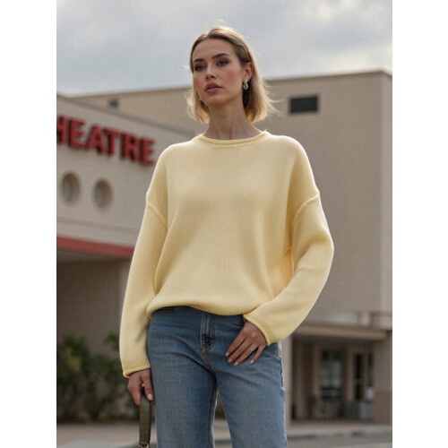 (L, Light Yellow) Pull ample et Style streetwear. 2