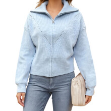 (One Size, Sky Blue) Gilet cardigan d'automne en maille