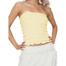 (S, Yellow) Haut bandeau uni sans bretelles.