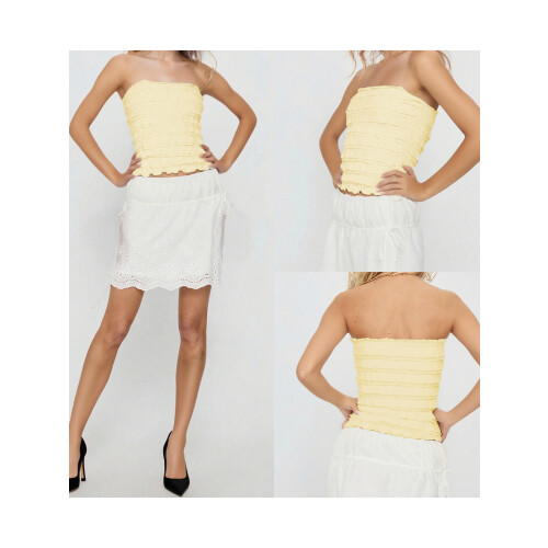 (S, Yellow) Haut bandeau uni sans bretelles. 1