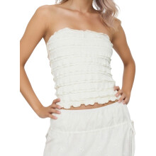 (L, Ivory) Haut bandeau uni sans bretelles.