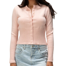 (L, Pink) Gilet cardigan d'automne en maille