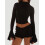 (S, Black) Top corto da e autunno. 6